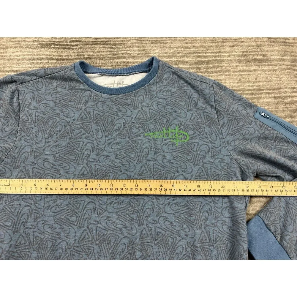 Reel Life‎ Sweater Mens Medium Blue Geometric Longsleeve Outdoors Casual